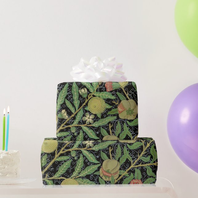 William Morris Dark Pomegranate Fruit Pattern Wrapping Paper (Party Gifts)