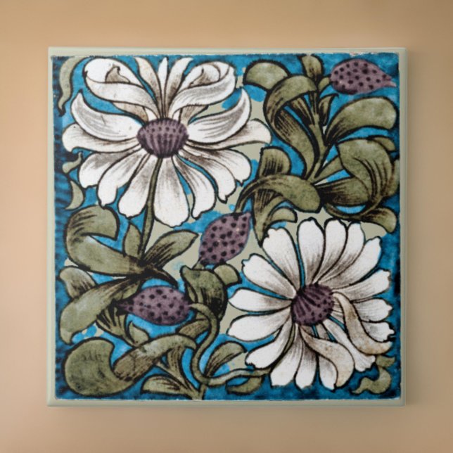 William * Morris De Morgan Sprig of Flowers White Tile (Creator Uploaded)