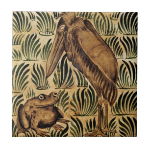 William * Morris De Morgan Stork Bird Frog   Tile