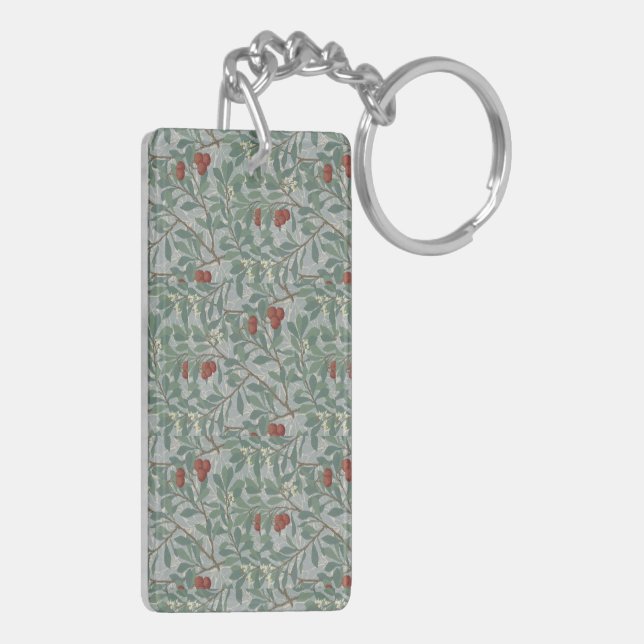 William Morris Decorative Art Arbutus Pattern Keychain (Back Left)