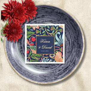 William Morris Deep Blue Modern Art Deco Wedding  Napkin