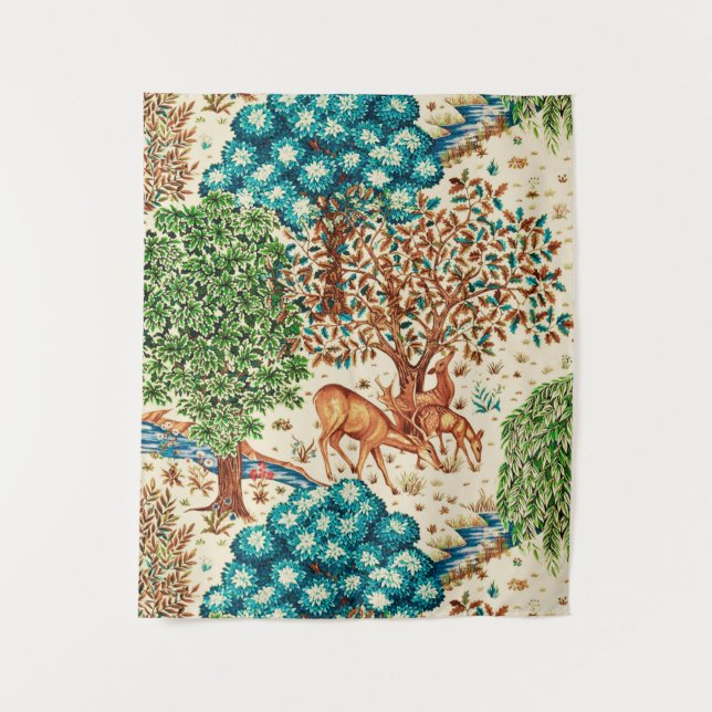 William Morris Deer by a Brook Beige Tapestry (Front)