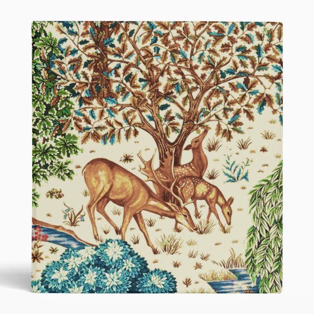 William Morris Deer by a Brook Tapestry Beige Binder (Front)