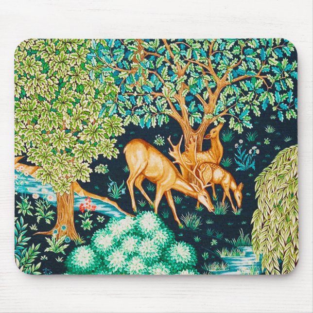 William Morris Deer by a Brook Tapestry Indigo Mouse Pad (Front)