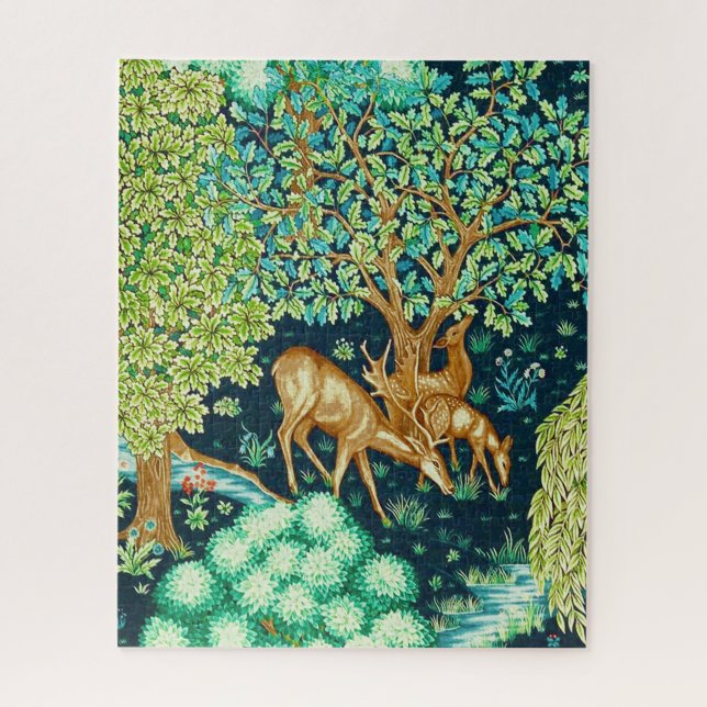 William Morris Deer by a Brook Tapestry Print Jigsaw Puzzle (Vertical)