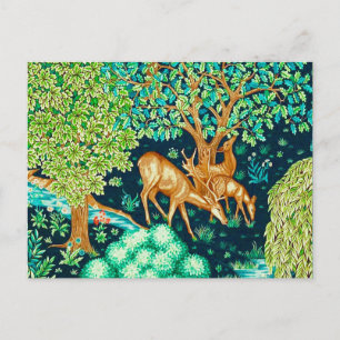 William Morris Deer by a Brook Tapestry Print Postcard