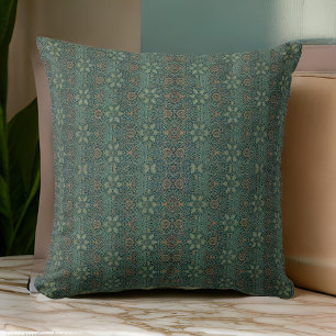 William * Morris  Design Green Floral Imprints Throw Pillow