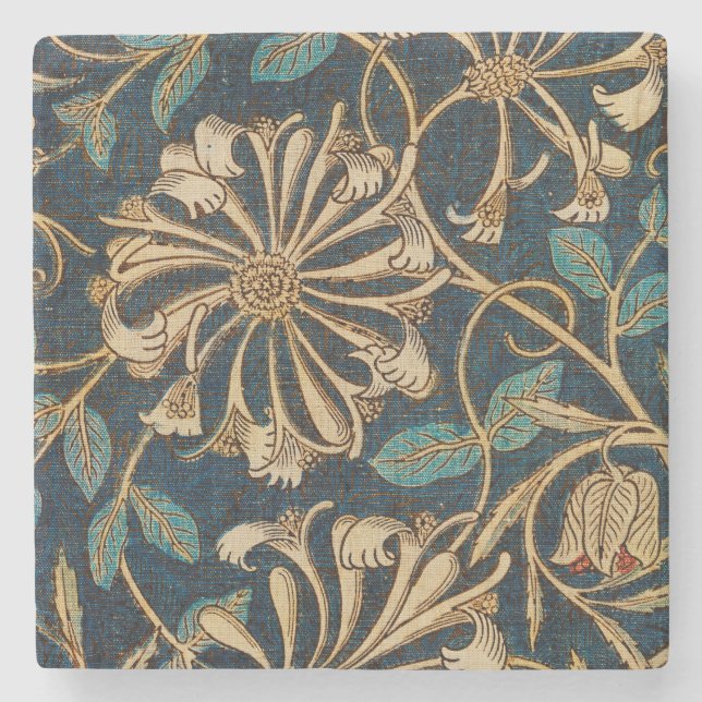 William Morris Distressed Floral Stone Coaster (Front)