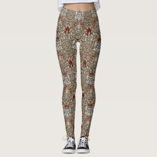 William Morris Earthy Brown Floral Wallpaper Leggings
