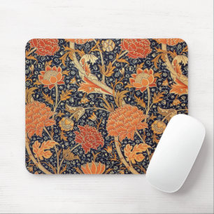 William Morris - Elegant Orange Floral Pattern Mouse Pad