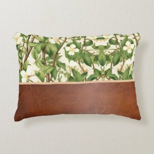 William Morris Elegant White & Green Flower Tree Accent Pillow