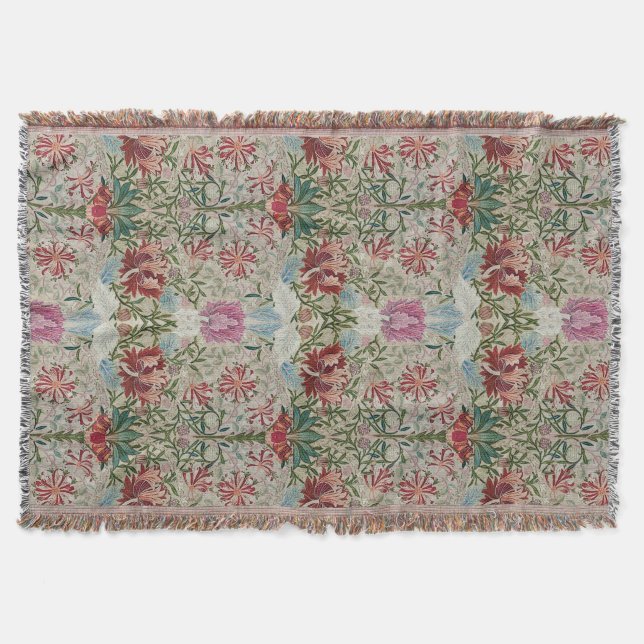 William Morris Embroidery Throw Blanket (Front)