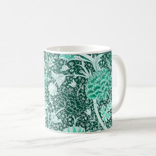 William Morris Emerald Green Floral Pattern Coffee Mug