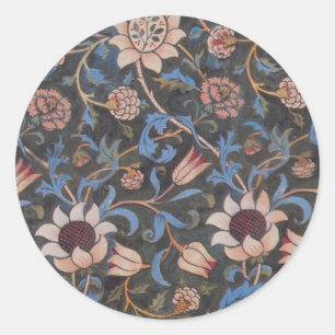 William Morris Evenlode Pattern: Vintage Moody Classic Round Sticker