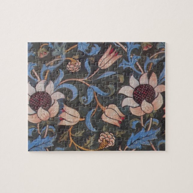 William Morris Evenlode Pattern: Vintage Moody Jigsaw Puzzle (Horizontal)