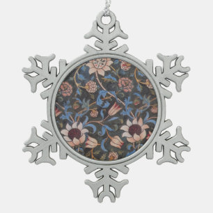 William Morris Evenlode Pattern: Vintage Moody Snowflake Pewter Christmas Ornament