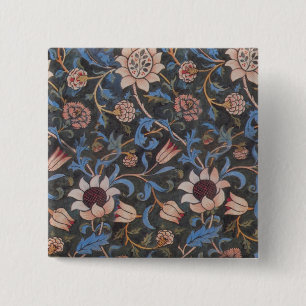 William Morris Evenlode Textile Floral Art 2 Inch Square Button