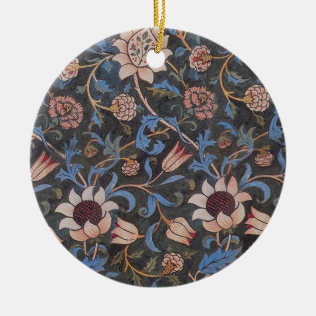 William Morris Evenlode Textile Floral Art Ceramic Ornament (Front)