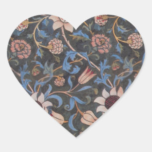 William Morris Evenlode Textile Floral Art Heart Sticker