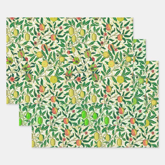 William Morris Exotic Fruit, Lemon & Lime Wrapping Paper Sheet (Set)