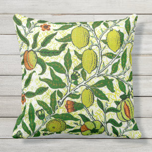 William Morris Exotic Fruit, Lemon Yellow Throw Pillow