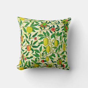 William Morris Exotic Fruit, Lemon Yellow Throw Pillow
