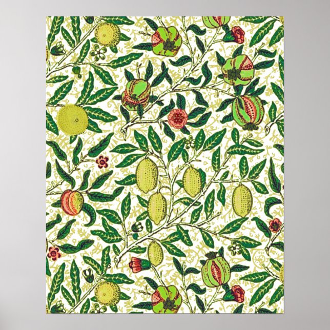 William Morris Exotic Fruit, Lemons and Peaches Poster (Front)