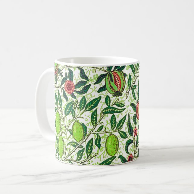 William Morris Exotic Fruit, Lime Green Coffee Mug (Front Left)