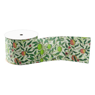 William Morris Exotic Fruit, Lime Green Grosgrain Ribbon