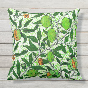 William Morris Exotic Fruit, Lime Green Outdoor Pillow