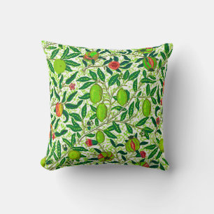 William Morris Exotic Fruit, Lime Green Throw Pillow