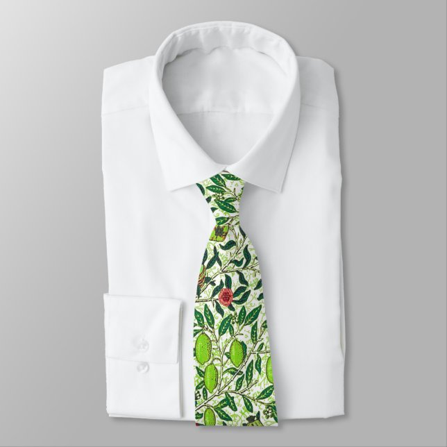 William Morris Exotic Fruit, Lime Green Tie (Tied)