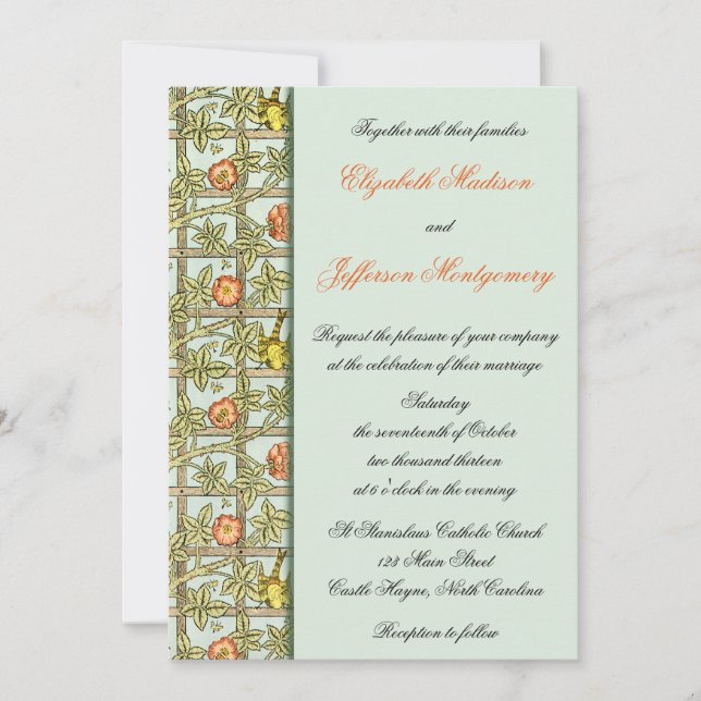 William Morris Faire-part de mariage aux oiseaux e (Devant)