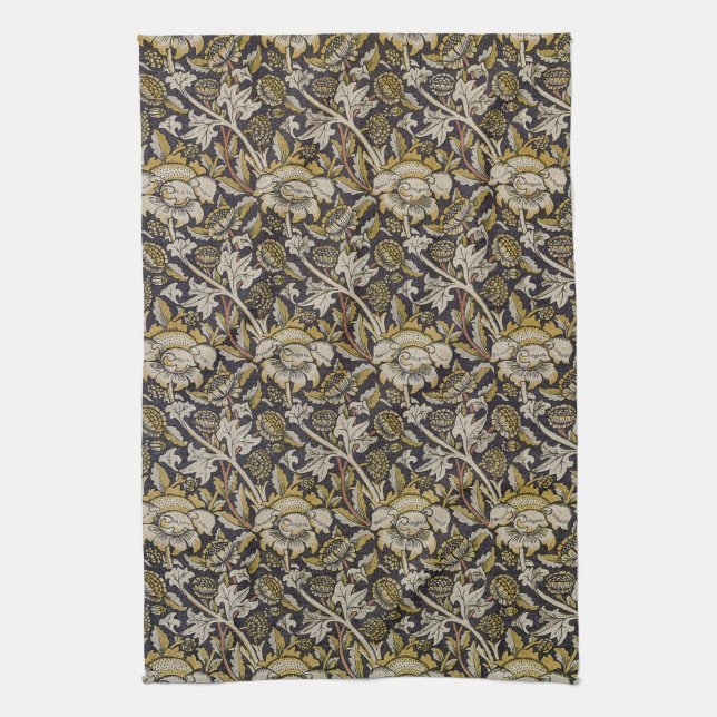 William Morris Fine Floral Wallpaper Pattern Kitchen Towel (Vertical)