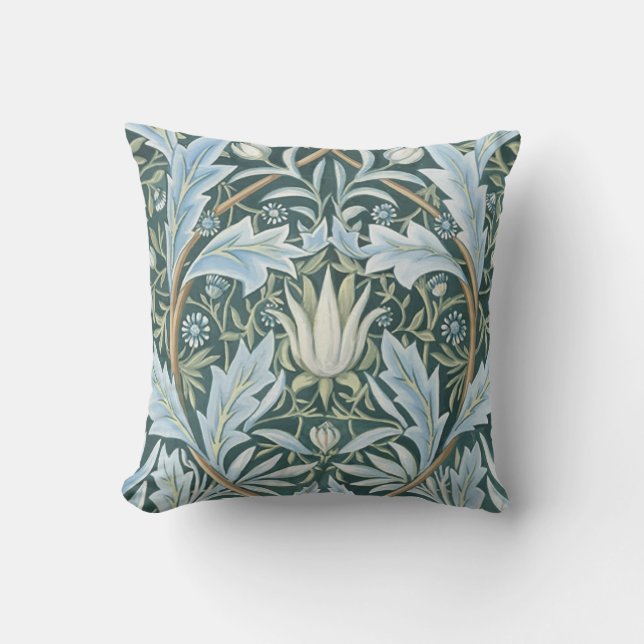 William Morris Fine Floral Wallpaper Pattern Throw Pillow (Front)