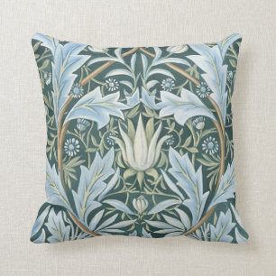 William Morris Fine Floral Wallpaper Pattern Throw Pillow