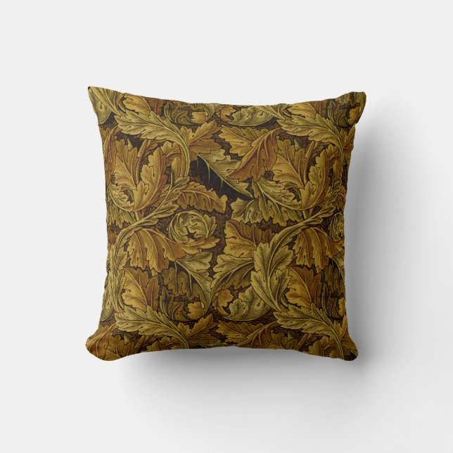 William Morris Fine Floral Wallpaper Pattern Throw Pillow (Front)