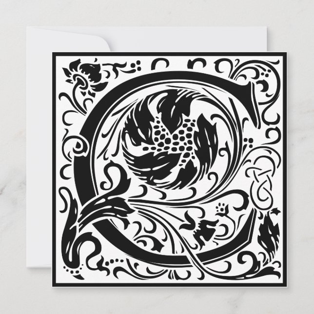 William Morris Floral Alphabet Monogram Letter C Invitation (Front)