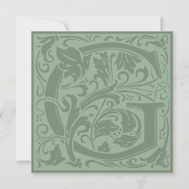 William Morris Floral Alphabet Monogram Letter G Invitation (Front)