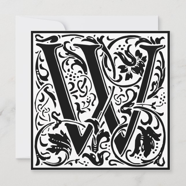 William Morris Floral Alphabet Monogram Letter W Invitation (Front)