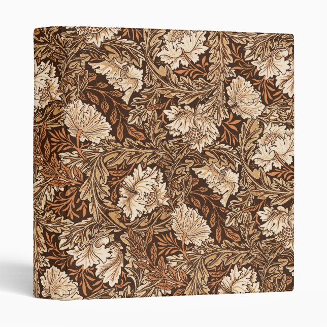William Morris Floral, Chocolate Brown and Beige Binder (Front/Spine)