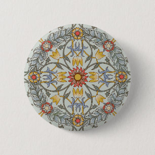 William Morris Floral Circle Flower Illustration 2 Inch Round Button