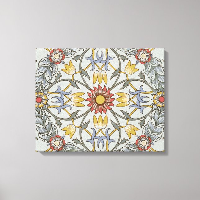 William Morris Floral Circle Flower Illustration Canvas Print (Front)