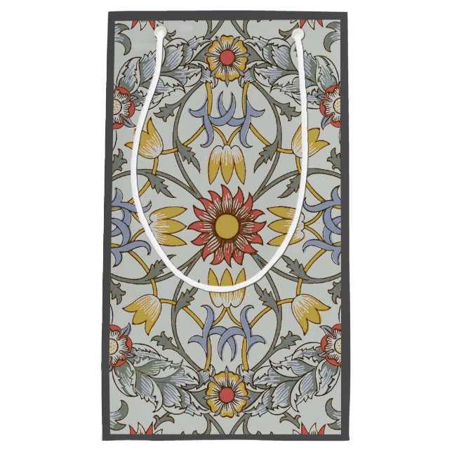 William Morris Floral Circle Flower Illustration Small Gift Bag (Front)