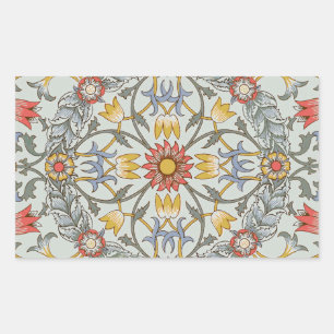 William Morris Floral Circle Flower Illustration Sticker
