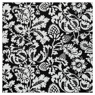 William Morris Floral Damask, Black and White Fabric