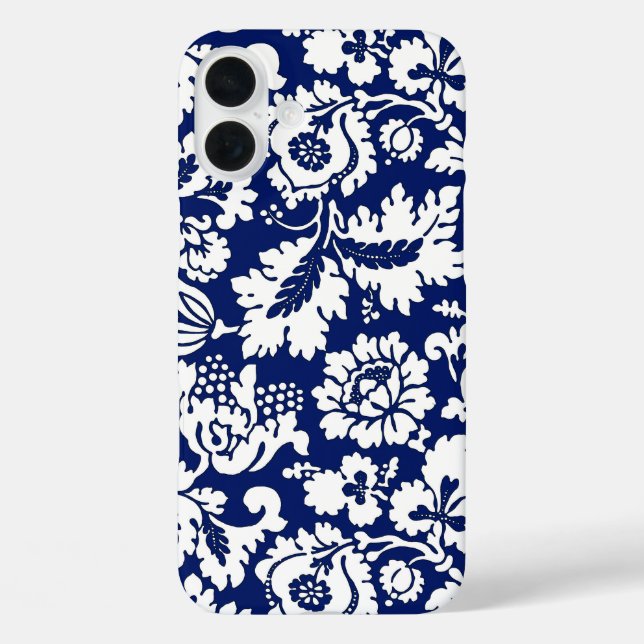 William Morris Floral Damask, Cobalt Blue & White Case-Mate iPhone Case (Back)
