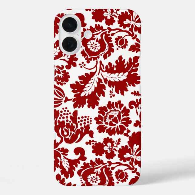 William Morris Floral Damask, Deep Red and White Case-Mate iPhone Case (Back)