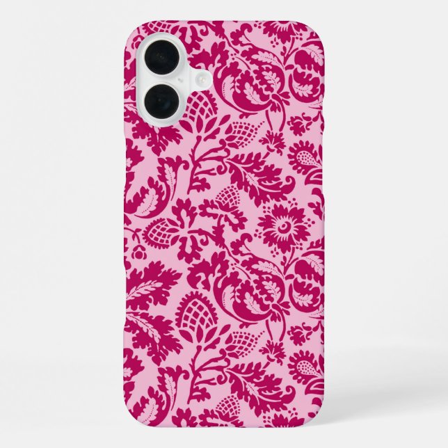 William Morris Floral Damask, Fuchsia and Pink  iPhone Case (Back)