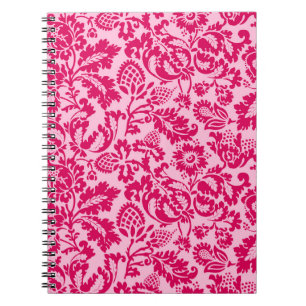 William Morris Floral Damask, Fuchsia and Pink  Notebook